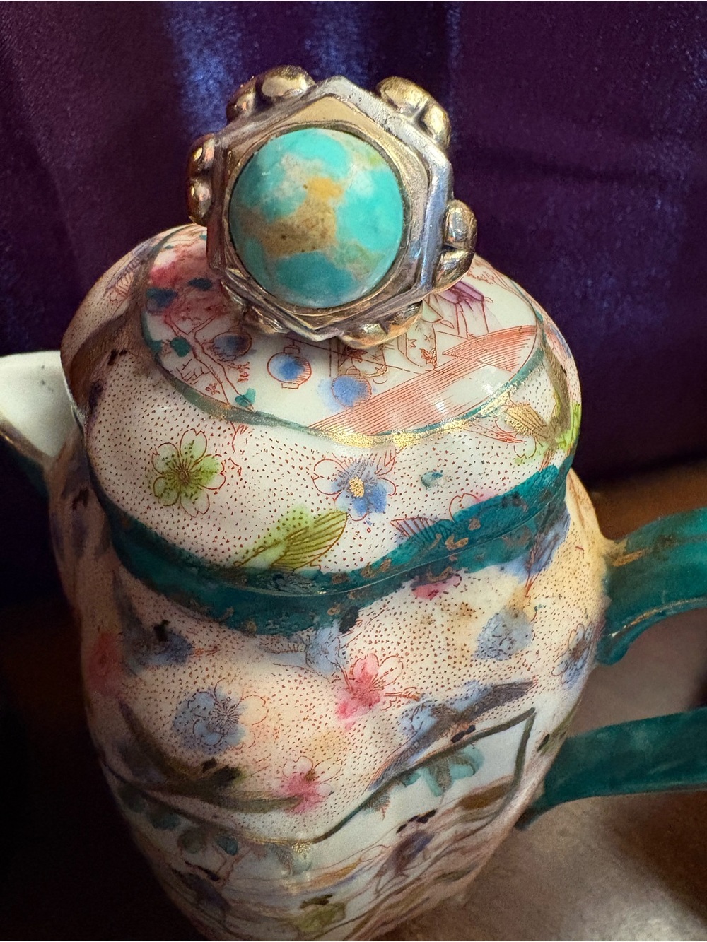 Turquoise Dome Statement Ring with Gold Accents